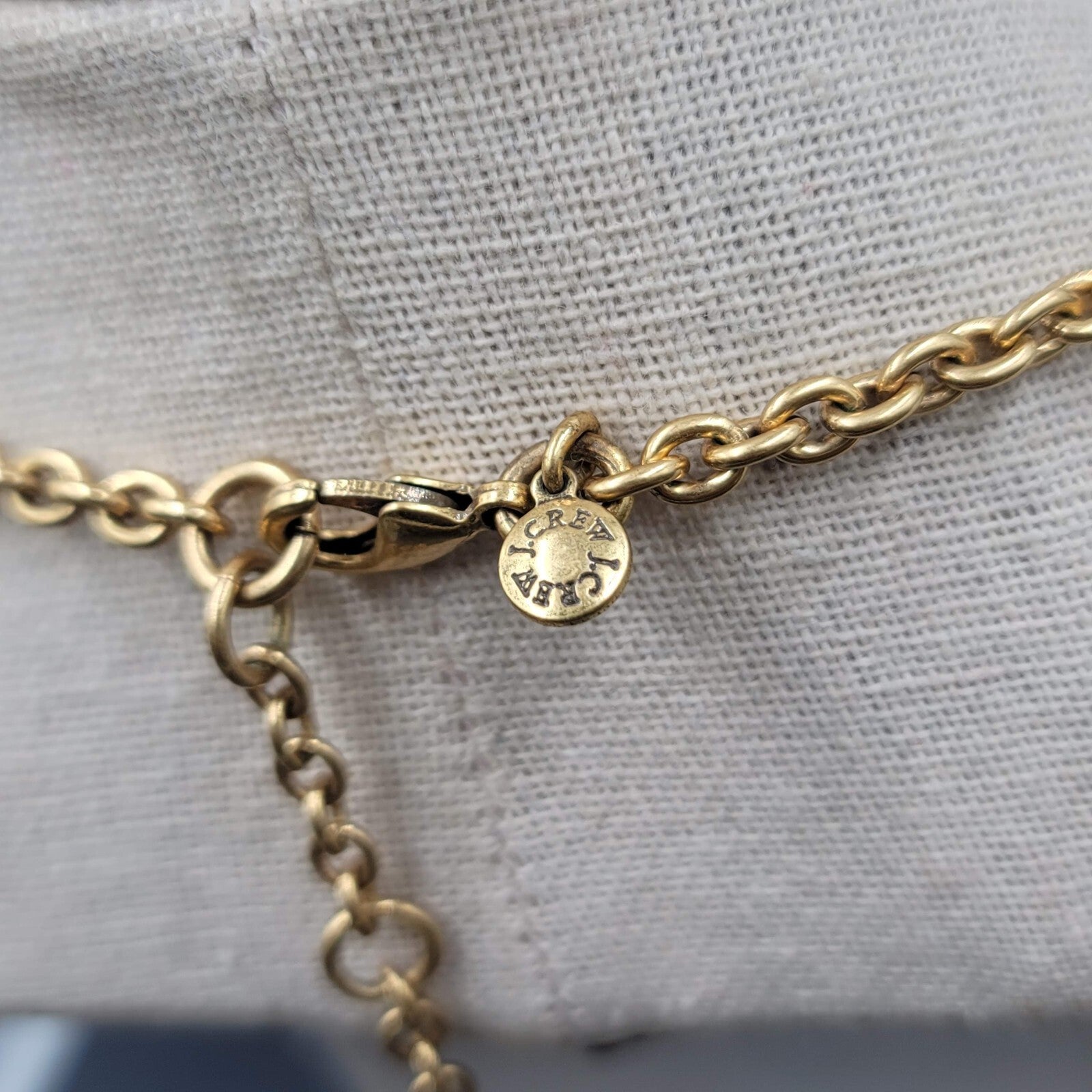 J Crew Necklace Gold tone Pink Acrylic Cabochons 16"-19"