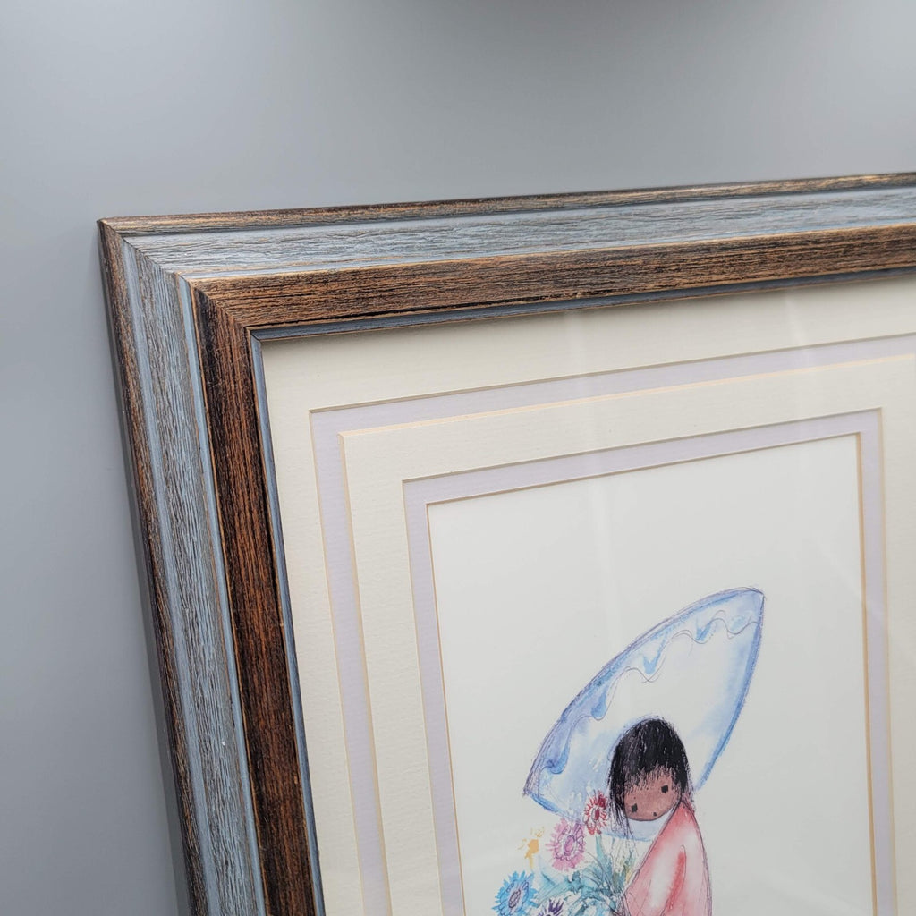Ted De Grazia Professionally Matted Framed Print Flower Boy A Midnight Sketch