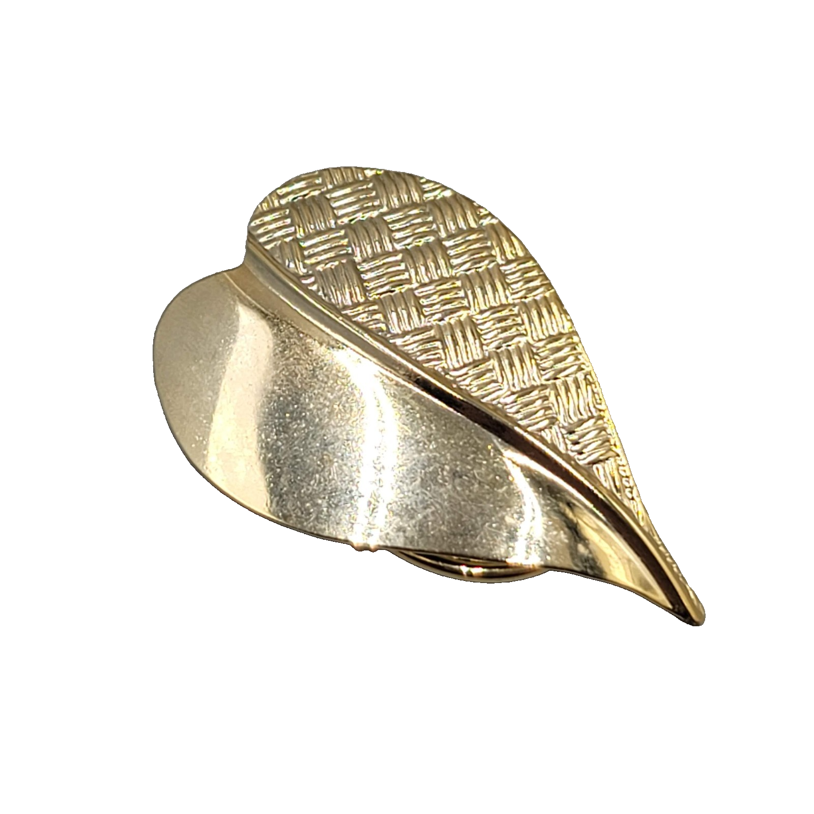 Vintage Scarf Clip Gold tone Heart Leaf Estate Jewelry 2"