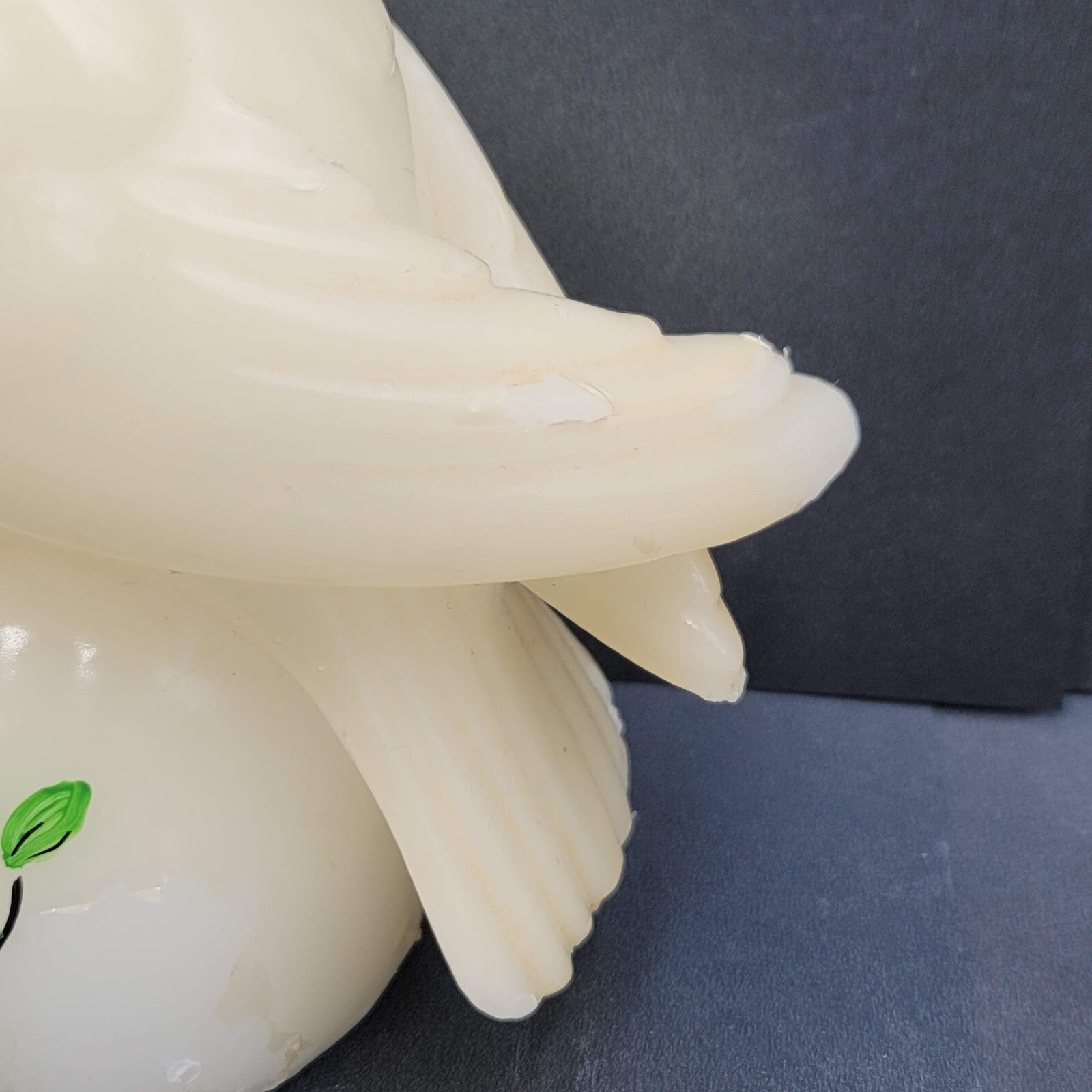 Vintage Wax Owl Candle Large Carved White Unburned 9"