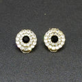 Vintage Clip on Earrings Black Crystal Button Style Stud 3/4"