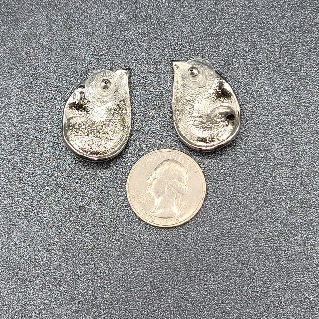Pierced Earrings Polished Silver Plated Statement  Swirl 1.25"