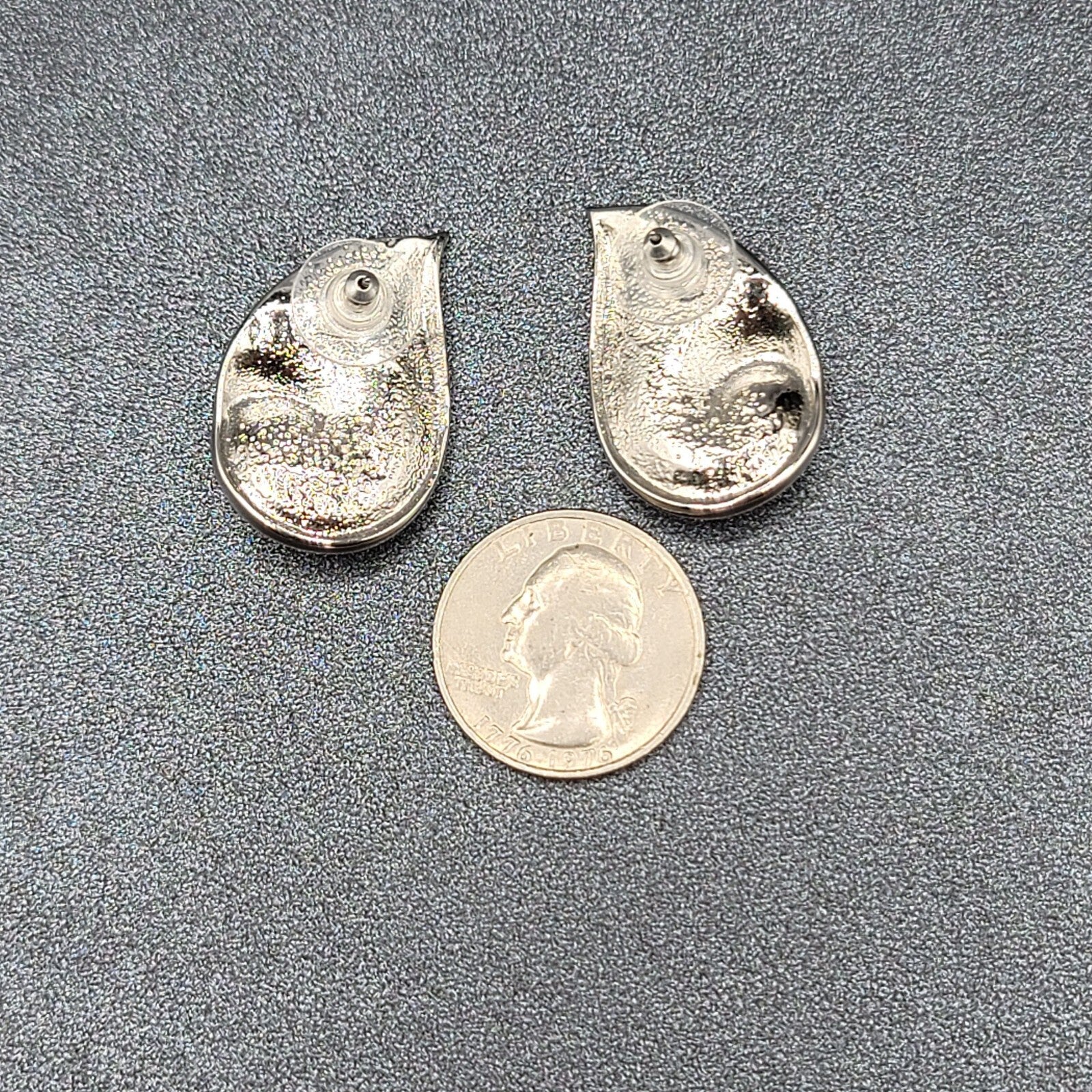Pierced Earrings Polished Silver Plated Statement  Swirl 1.25"
