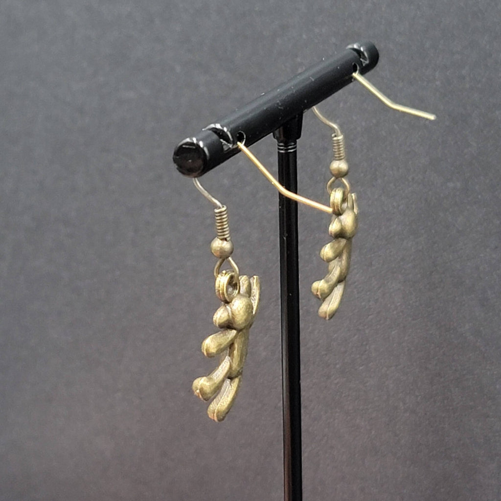 New Hanging Teddy Bear Pierced Earrings Bronze tone Dangle 7/8"