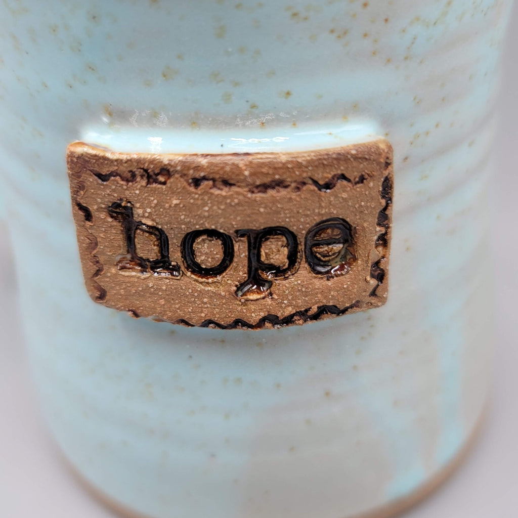 Hope Coffee Mug Blue Pottery Vessels of Hope House for Women Christy Chapman