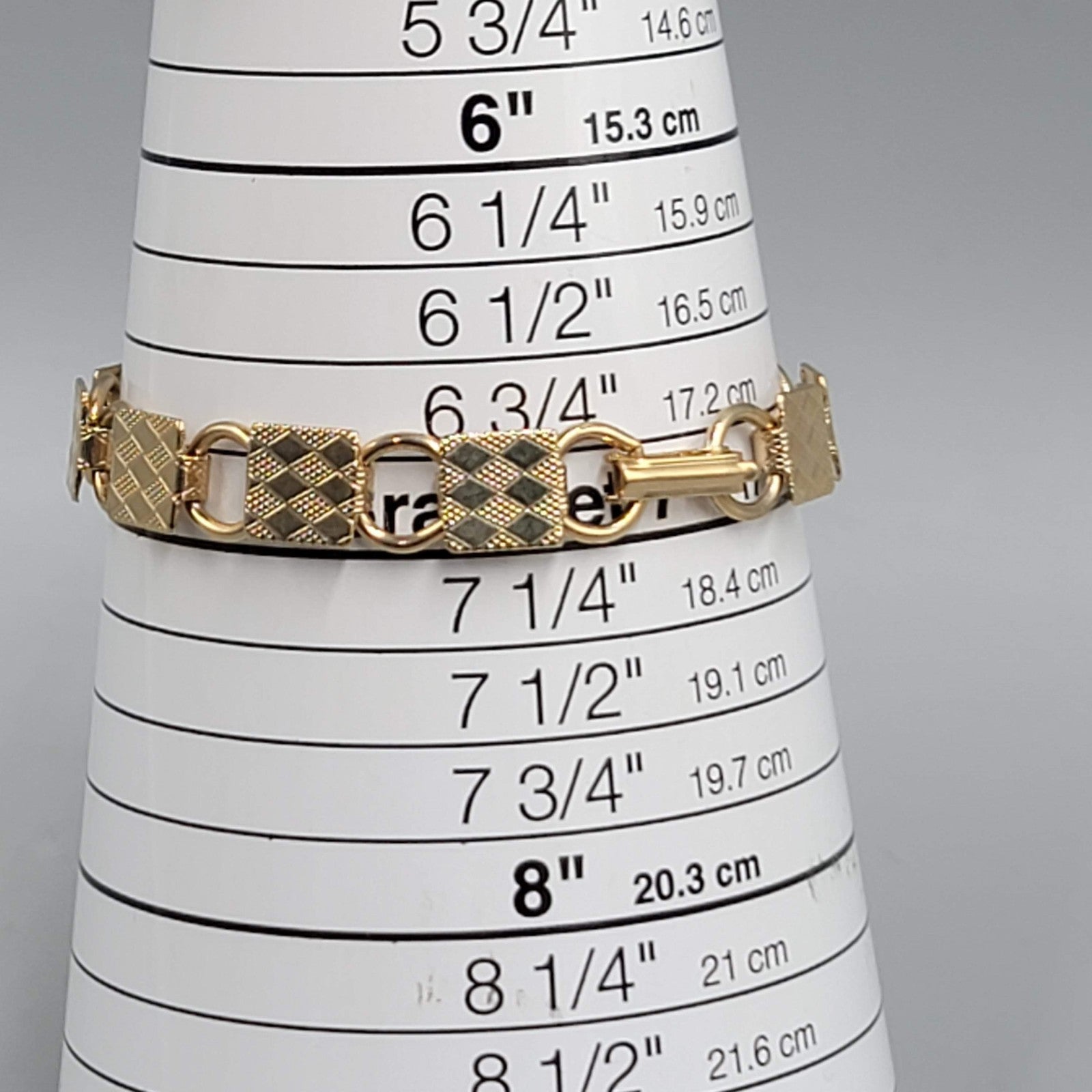Vintage Bracelet Gold tone Square Links 7 in