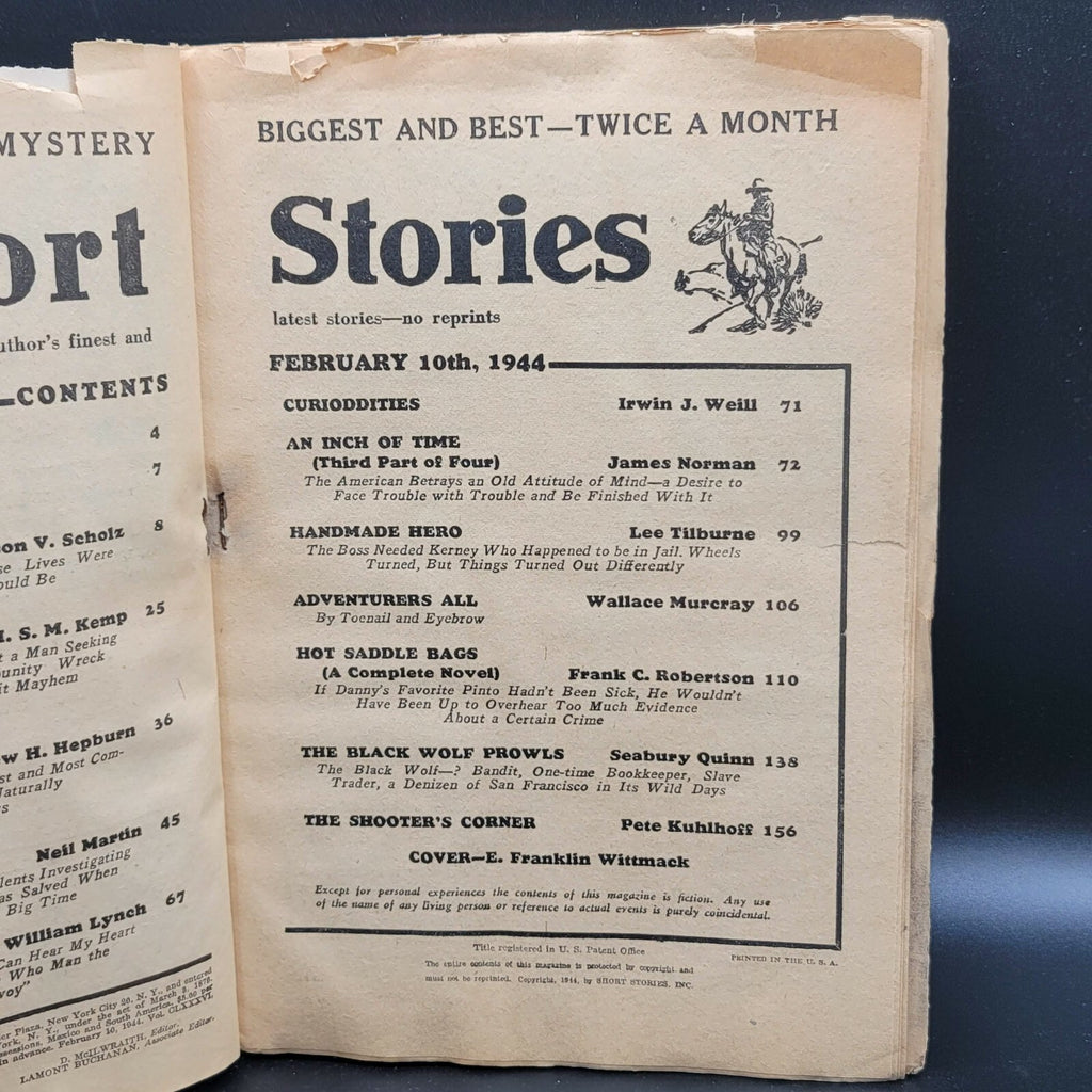 Vtg Short Stories Twice a Month 1944 Jackson Scholz Wittmack Hepburn Weill