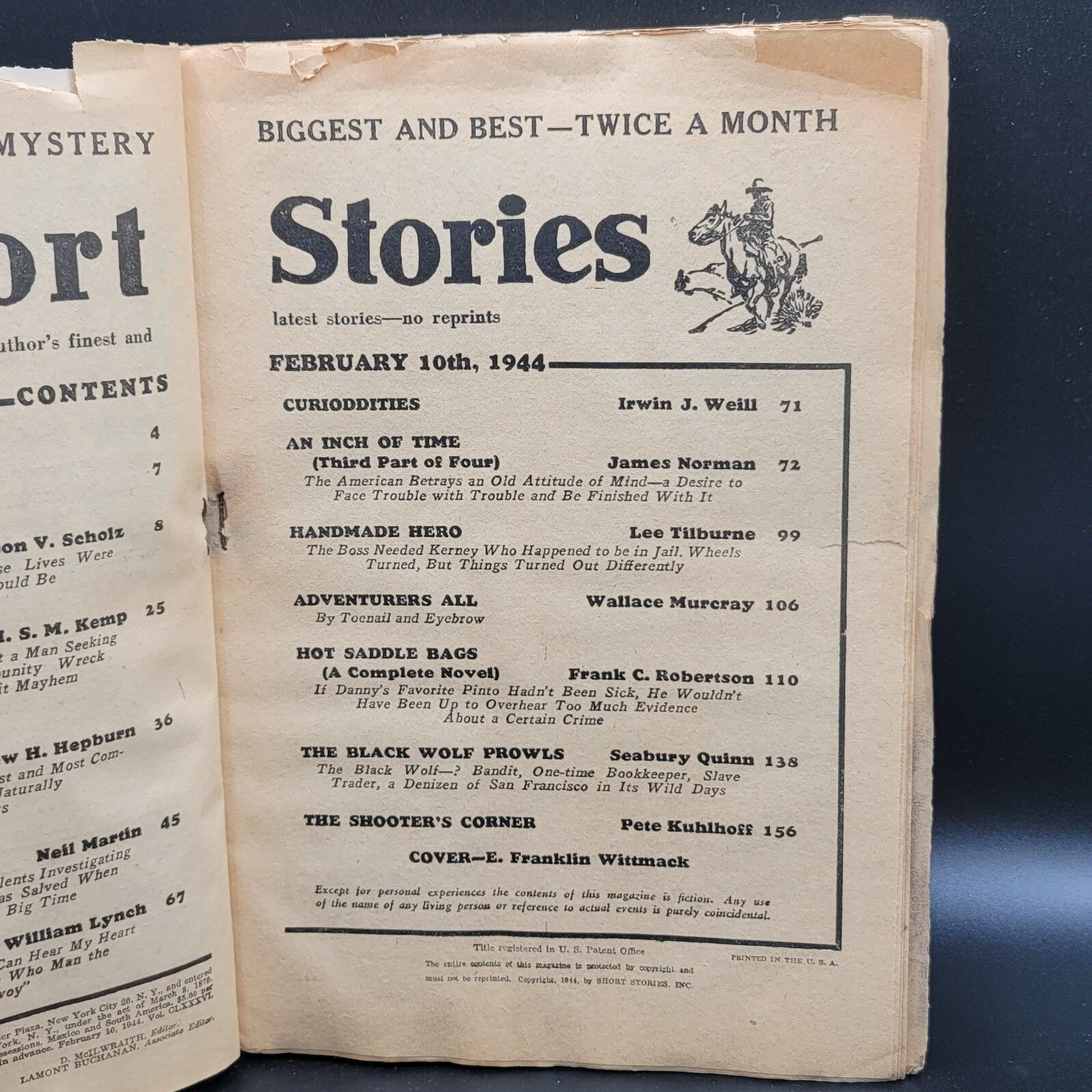 Vtg Short Stories Twice a Month 1944 Jackson Scholz Wittmack Hepburn Weill