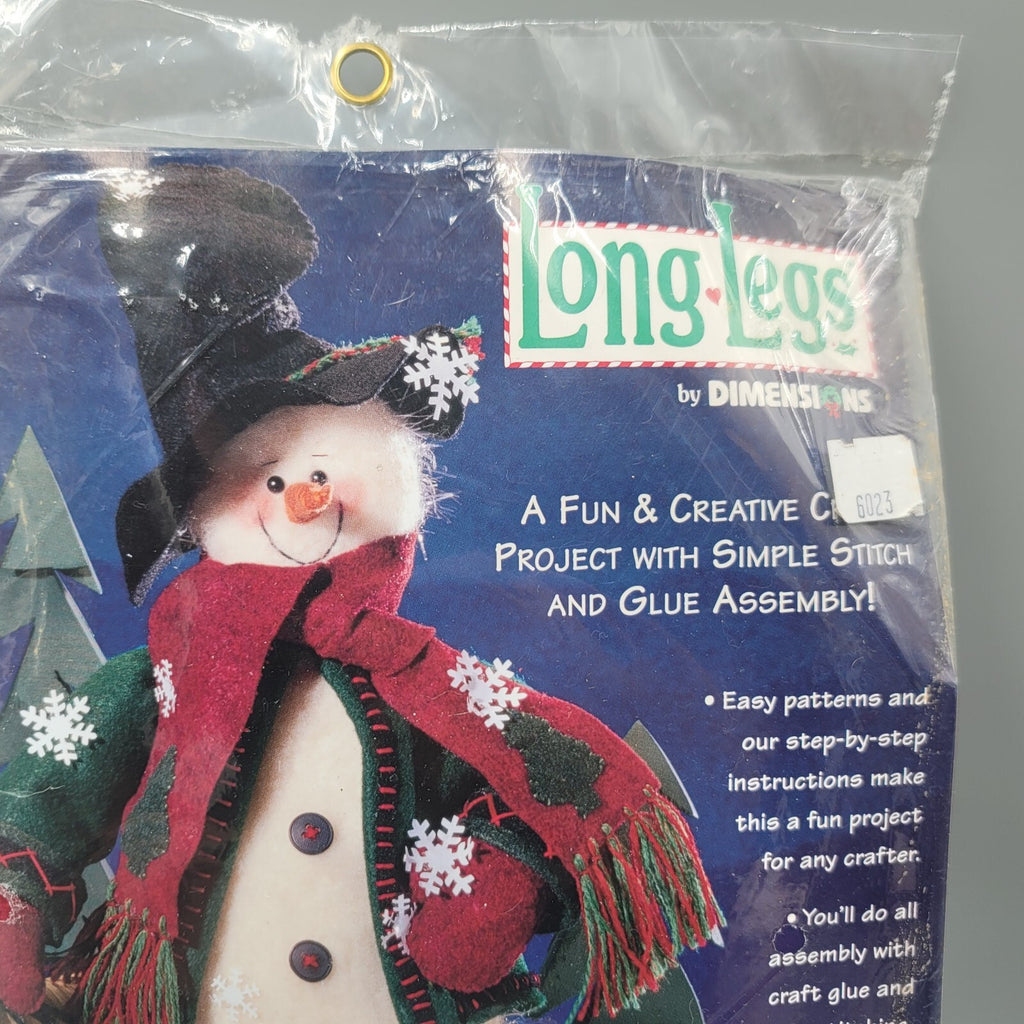 Dimensions Long Legs Felt Kit Bob Sled Snowman 62179 Sealed NOS Vintage