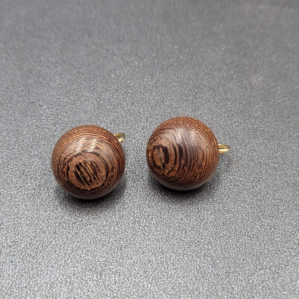 Vintage Clip on Earrings Solid Wood Dome Studs 3/4" MCM