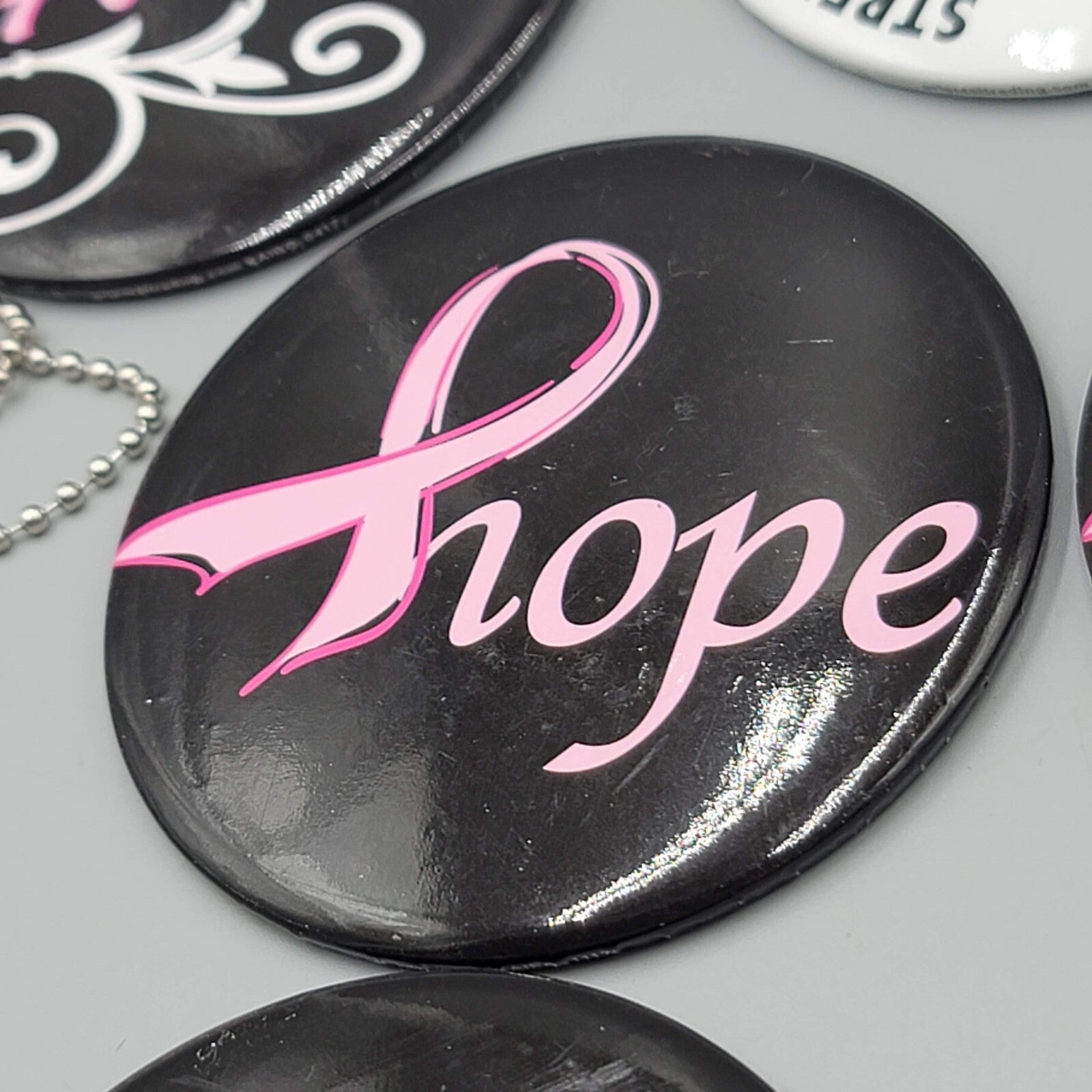 24 Breast Cancer Awareness Ribbon Logo Round 3 in Button LOT Pin Badge