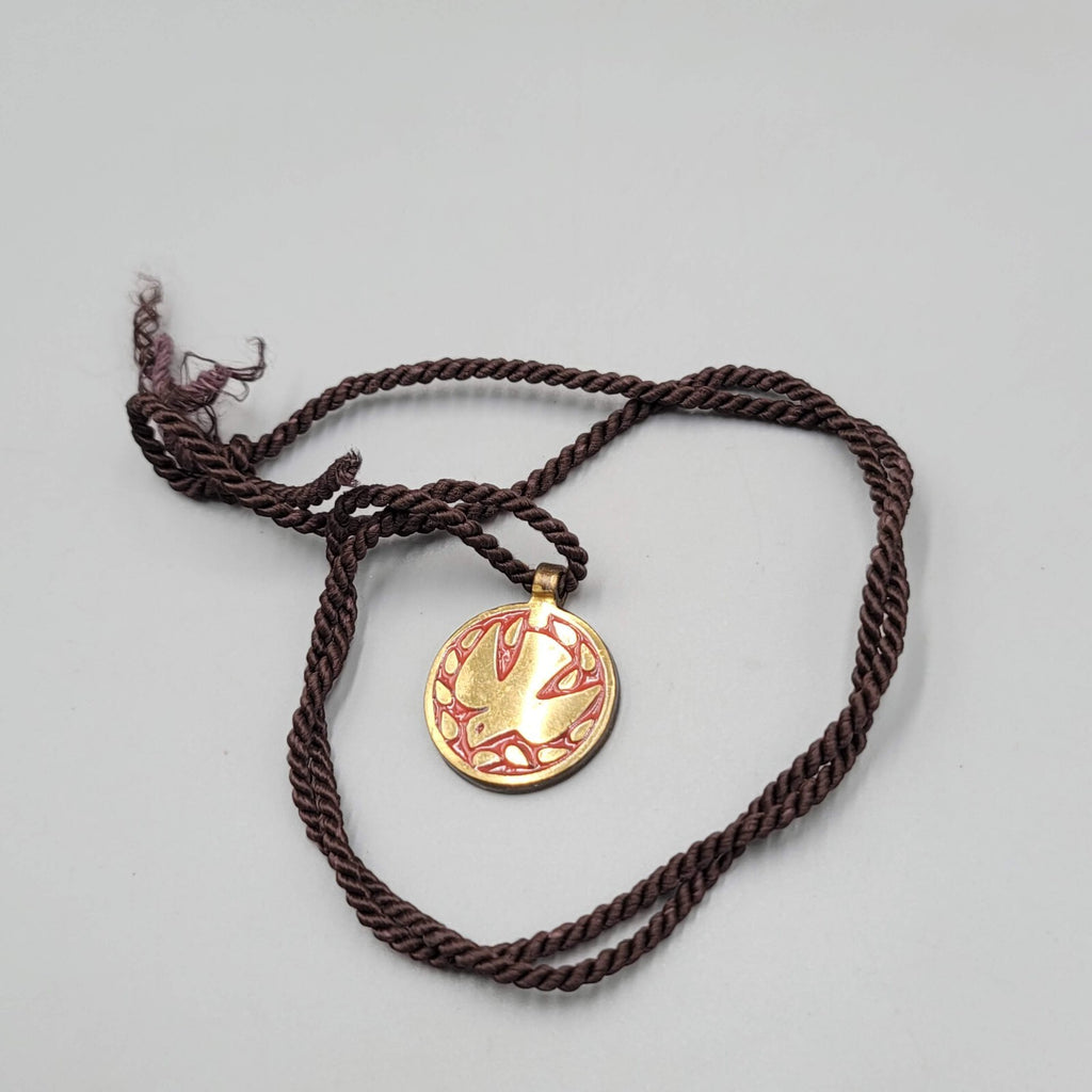 Vintage Israel 1966 Terra Sancta Guild Dove Brass Pendant Necklace