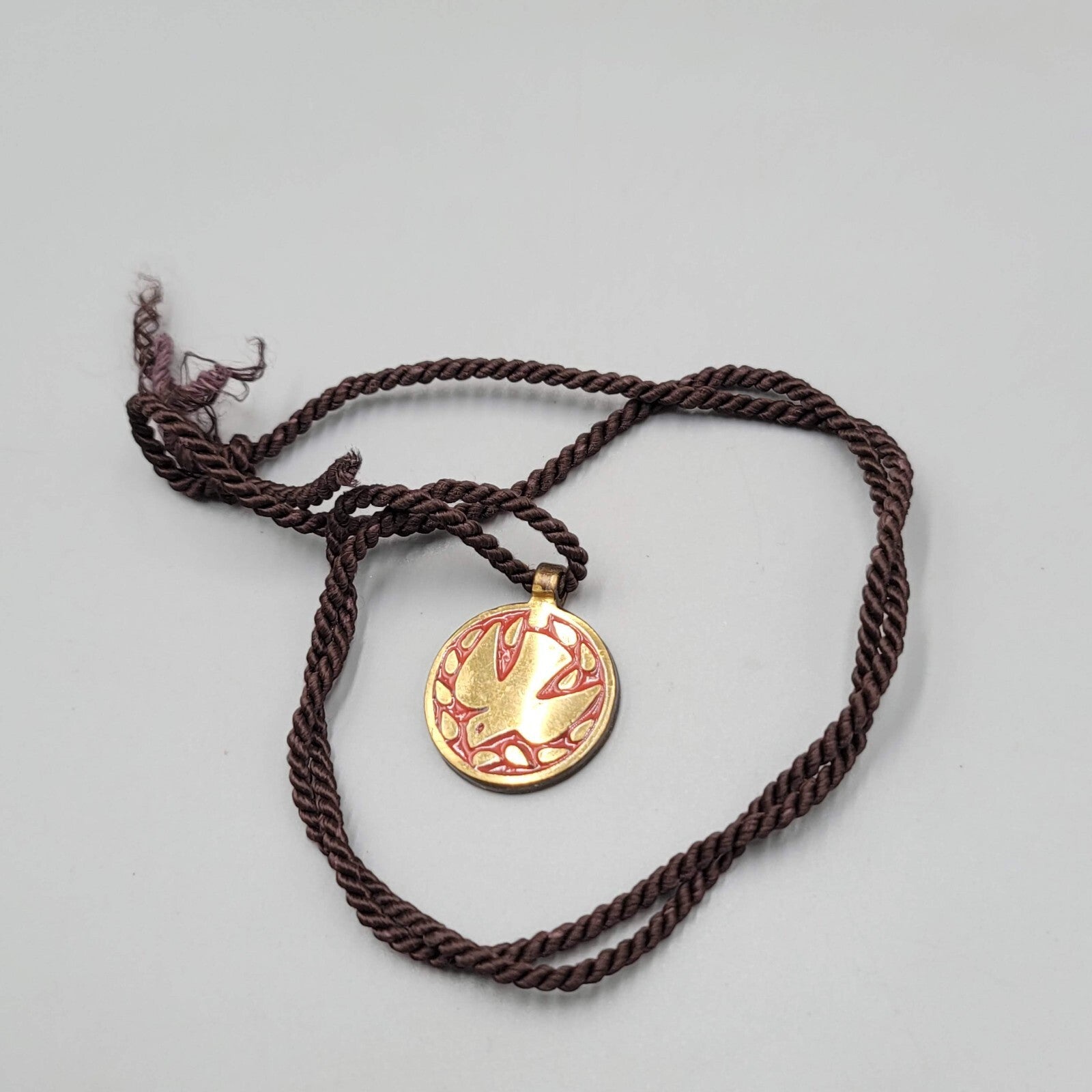 Vintage Israel 1966 Terra Sancta Guild Dove Brass Pendant Necklace