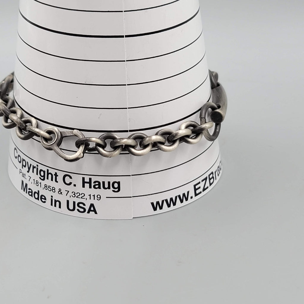 Mens Bracelet Dark Gray Silver tone Bar Link 8.25 in