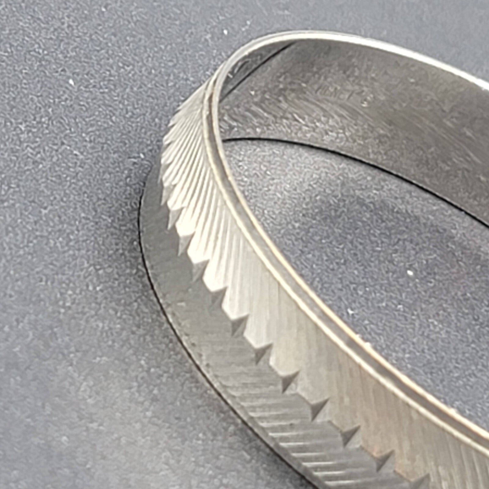 Vintage Monet Bangle Bracelet Silver tone Etched Design 7 3/4" x 1/2" Wide