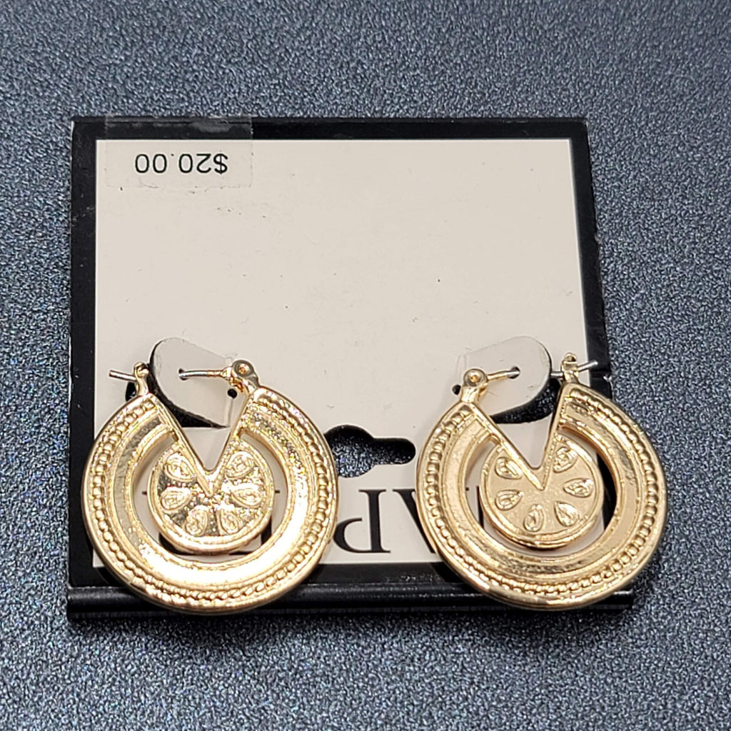 Vintage Napier Pierced Earrings Watermelon Hoops Gold tone Enamel 1" 