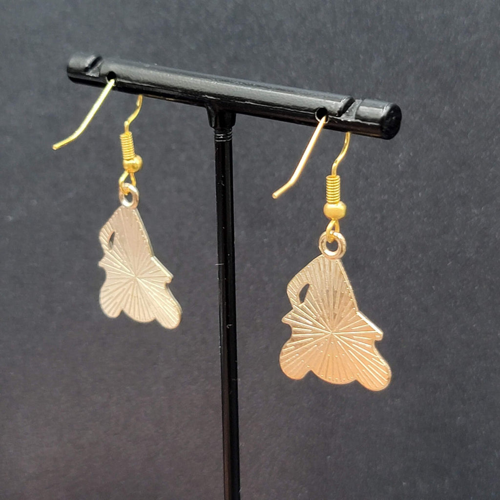 Cute Witch Halloween Pierced Earrings Gold tone Enamel Dangle 1"