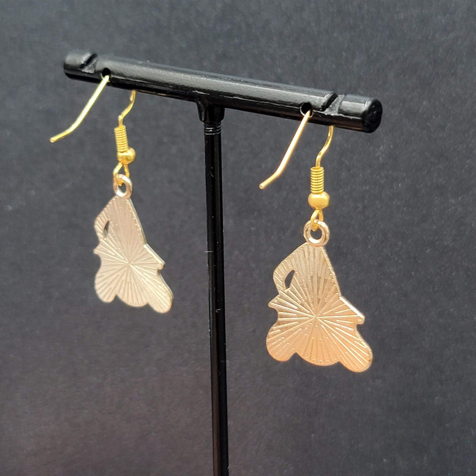Cute Witch Halloween Pierced Earrings Gold tone Enamel Dangle 1"