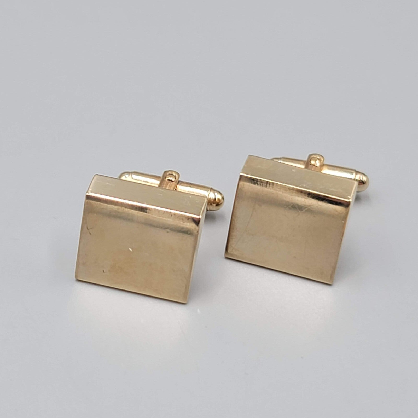 Vintage Mens Cufflinks Gold tone Square Modern Design 3/4"