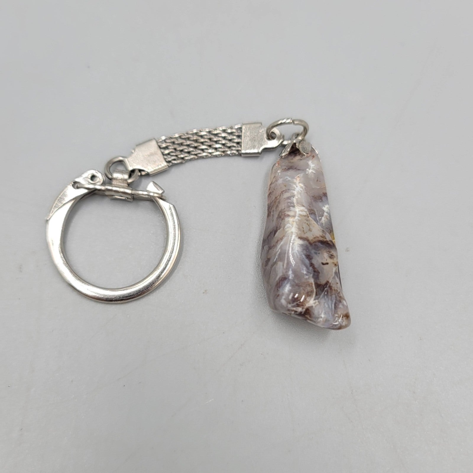 Vintage Natural Polished Quartz Rock Keychain