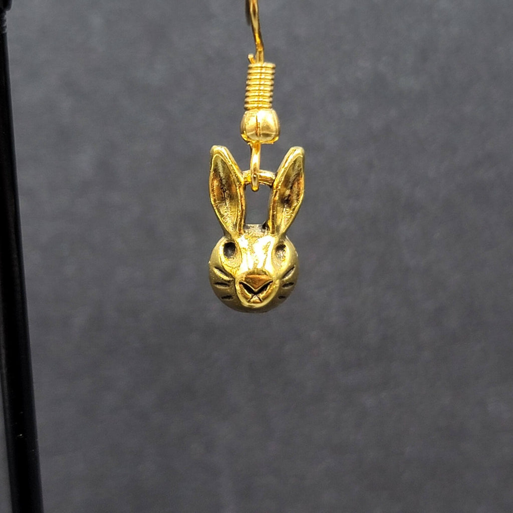 New Bunny Rabbit Pierced Earrings Gold Plated Dangle 1/2"