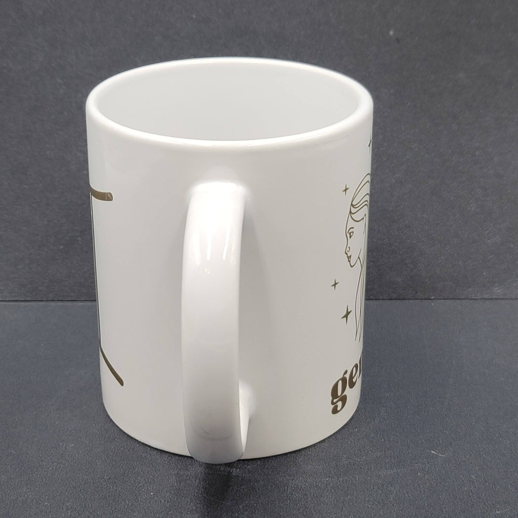 Gemini Horoscope Twins Zodiac Porcelain Coffee Mug White Gold