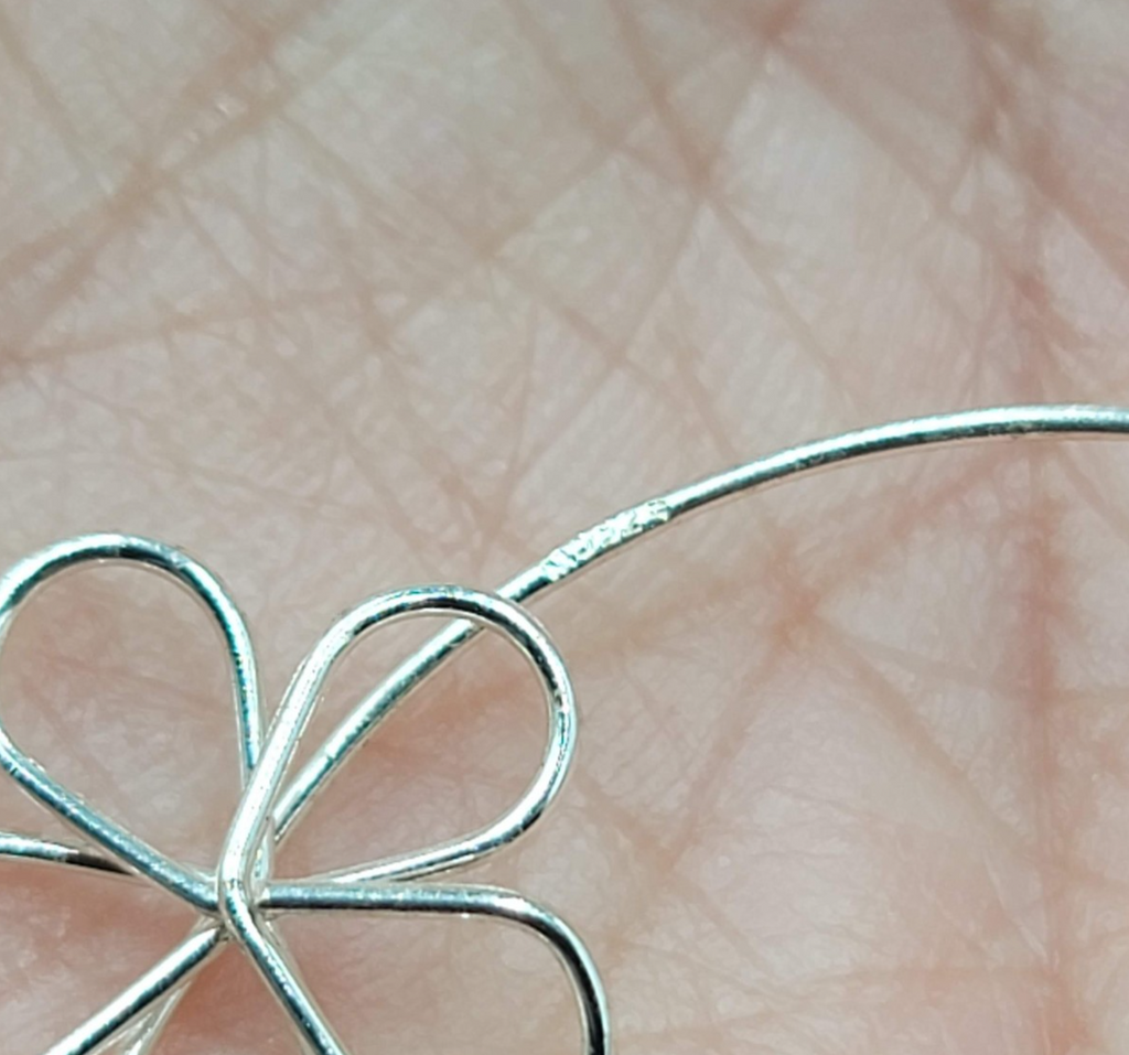 Sterling Silver Pierced Earrings Dainty Wire Flower 1.25" 925