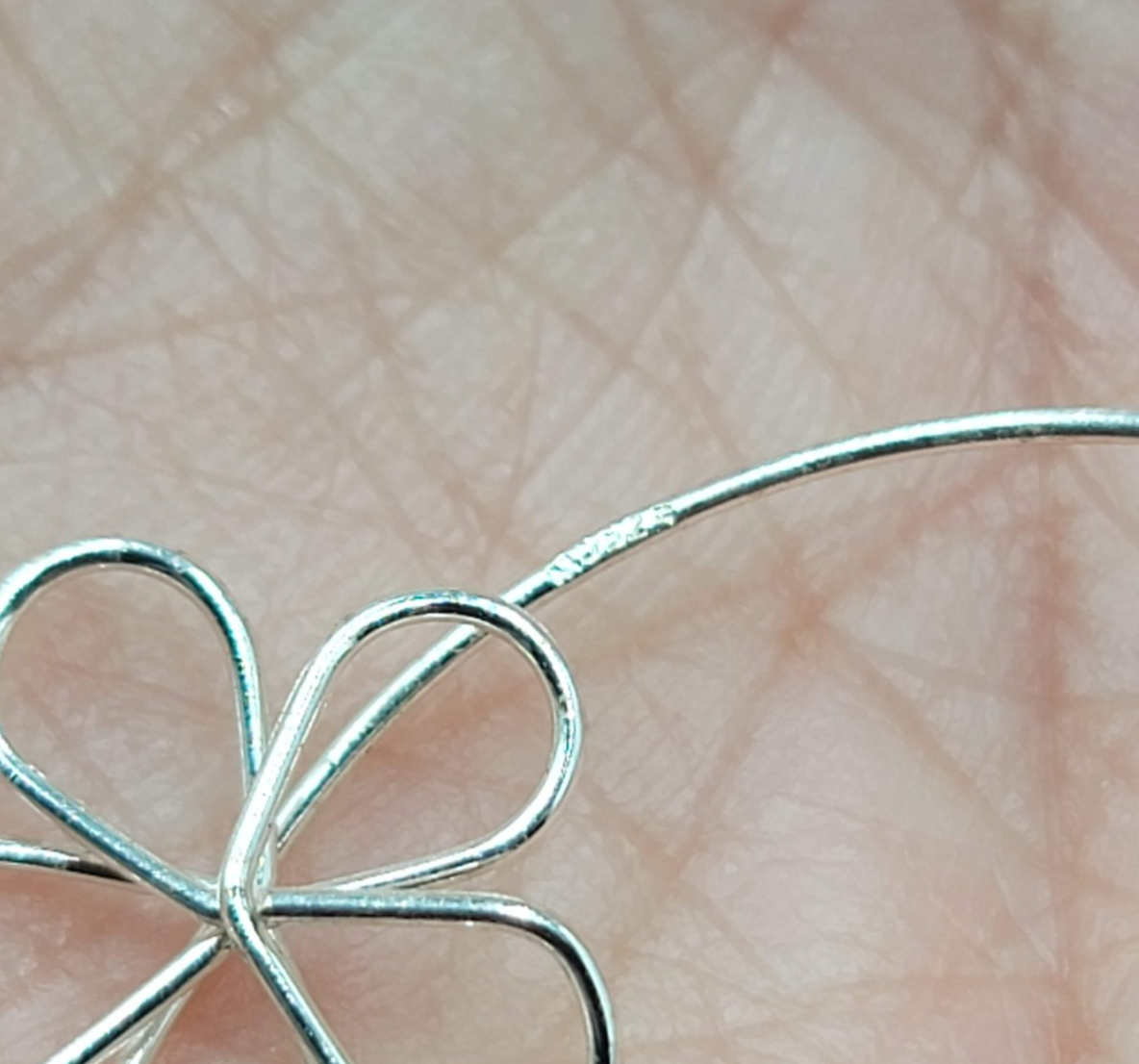 Sterling Silver Pierced Earrings Dainty Wire Flower 1.25" 925