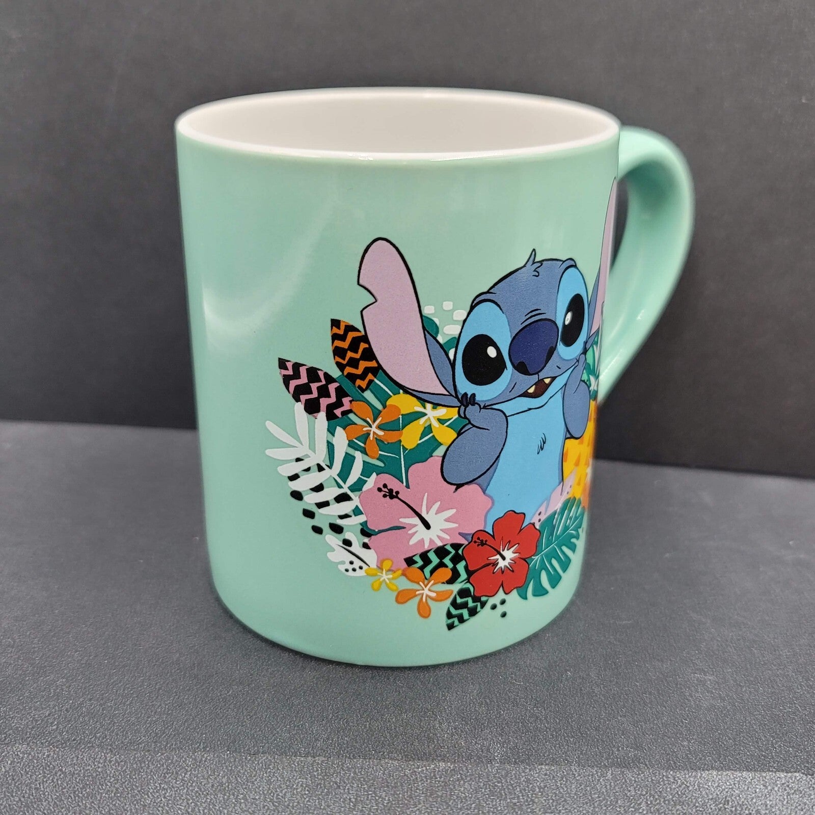 Disneys Stitch Ceramic Coffee Tea Mug "Weird but cute" Flowers