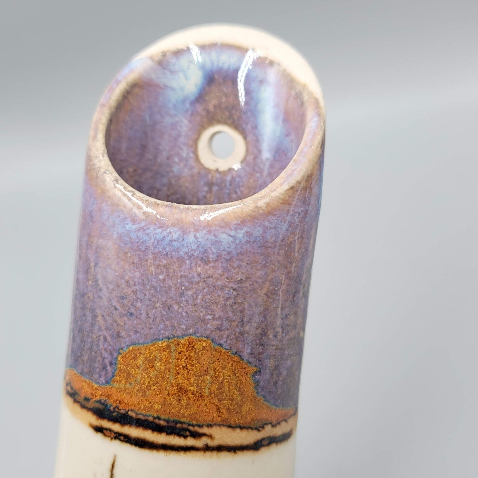 Vintage Wall Pocket VasePottery Handmade Artist Signed 1992