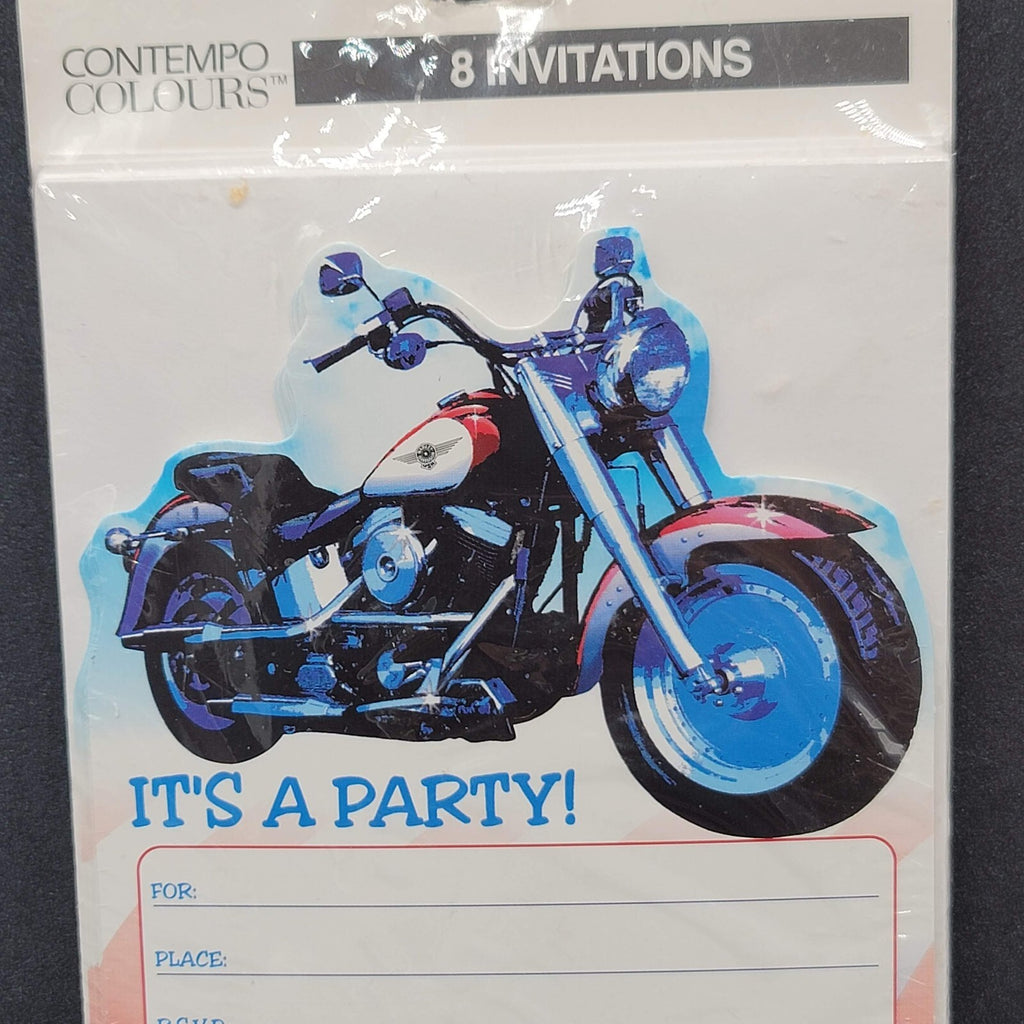 Vintage Contempo Colours Invitations Harley Davidson Party Cards Envelopes NOS