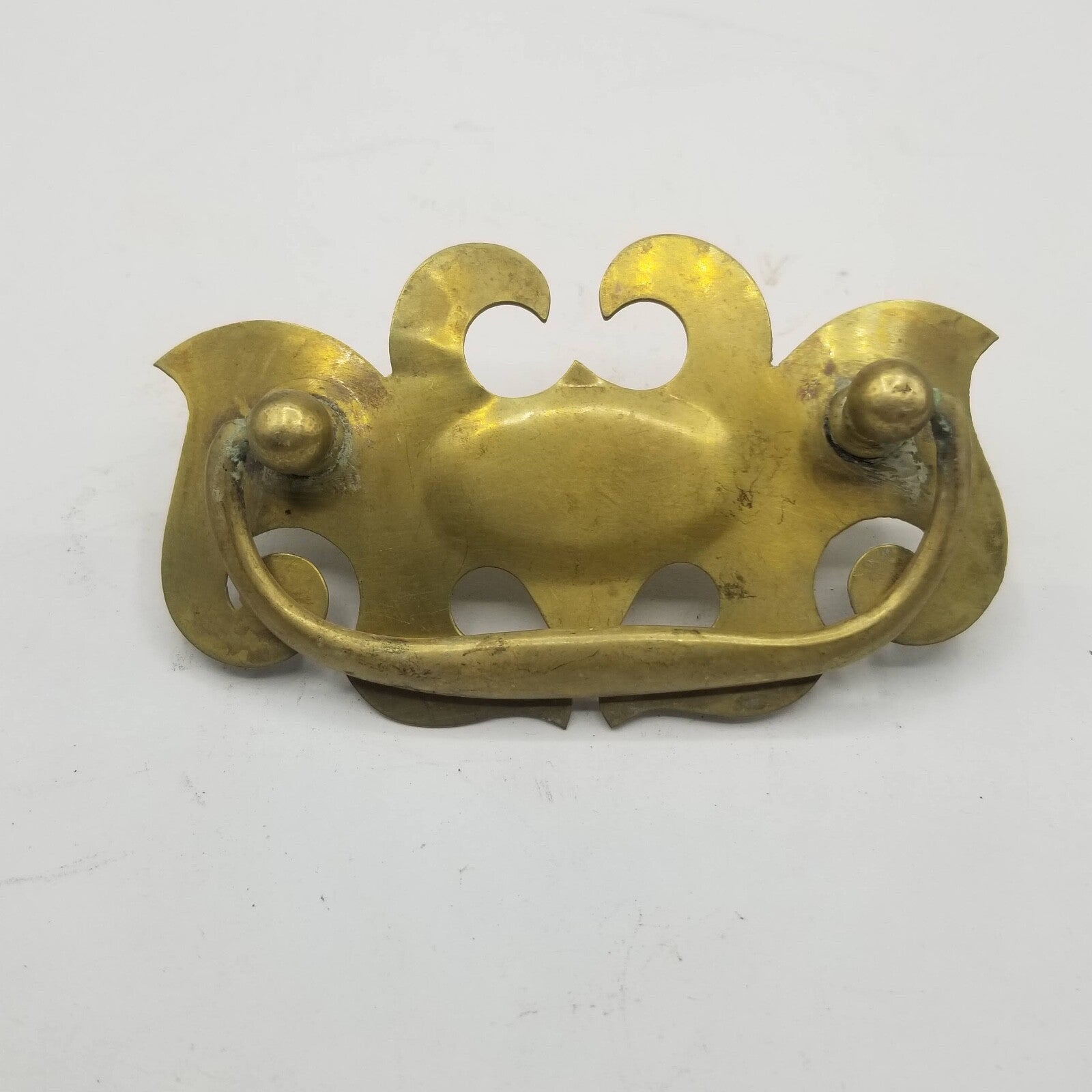 Lot of 4 Vtg Gold Metal Batwing Chippendale Style Drop Bail Drawer Pulls