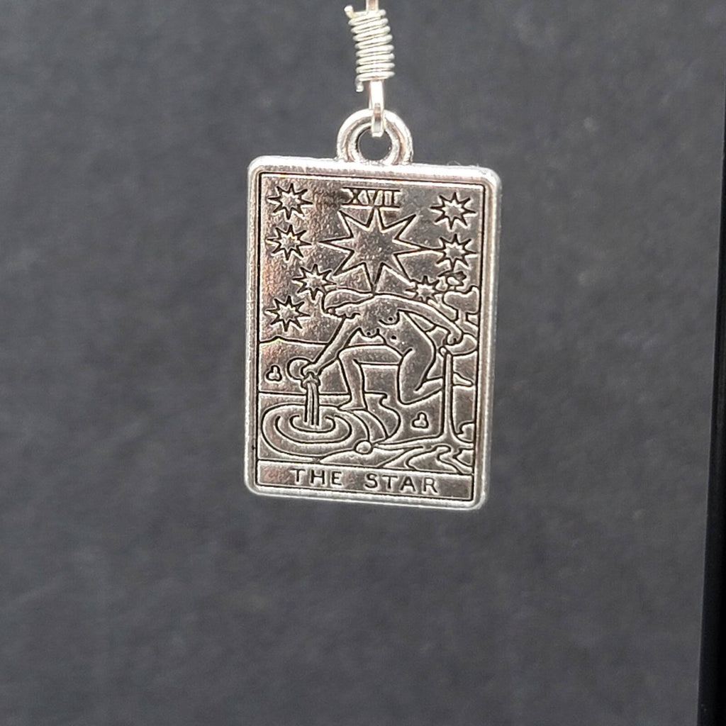 The STAR Tarot Card Pierced Earrings Silver tone 1"