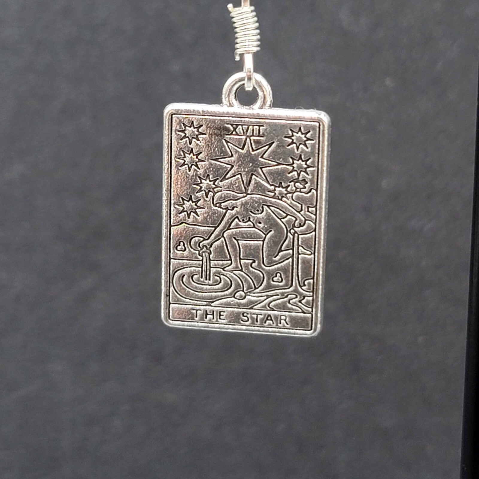 The STAR Tarot Card Pierced Earrings Silver tone 1"