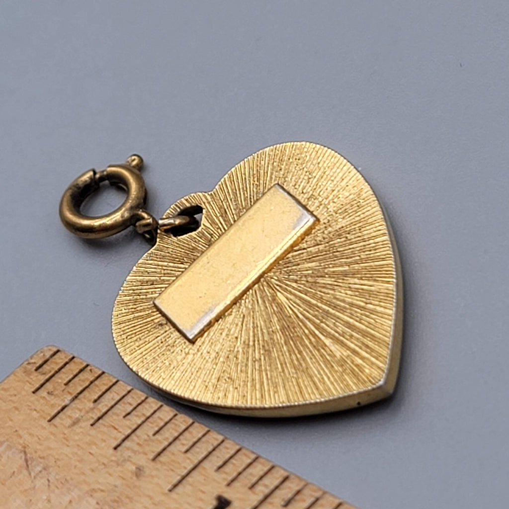 Vintage Dangle Happy Birthday Heart Charm w Clasp Gold tone  1"