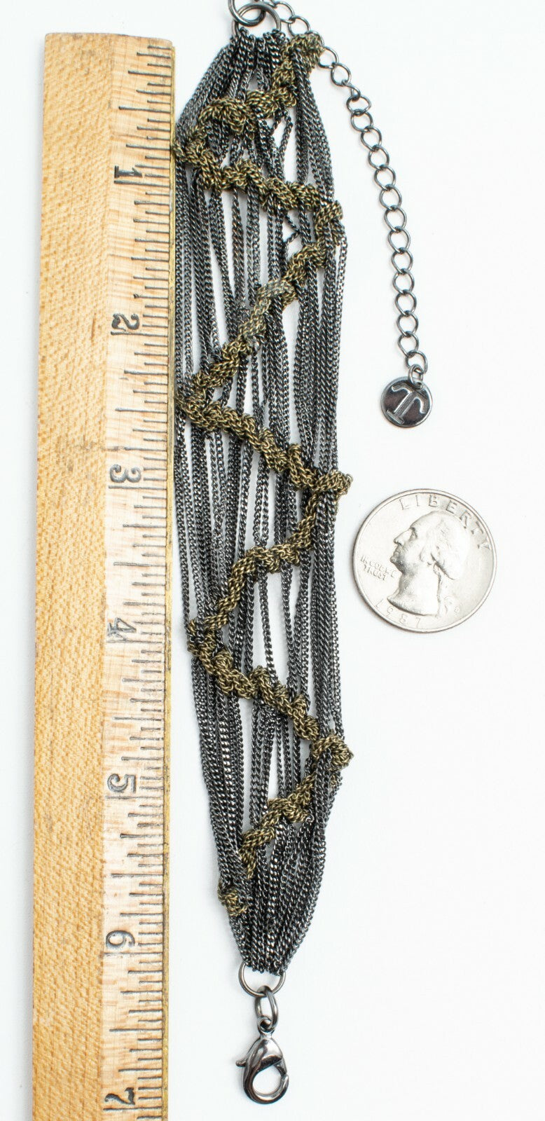 Signed Talbots Gunmetal Multi Chain Bracelet Estate Costume Jewelry 7" - 10"