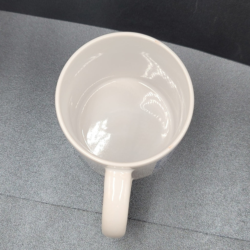 Matco Tools Vintage Ceramic Coffee Mug Cup White Blue Green Hex Design