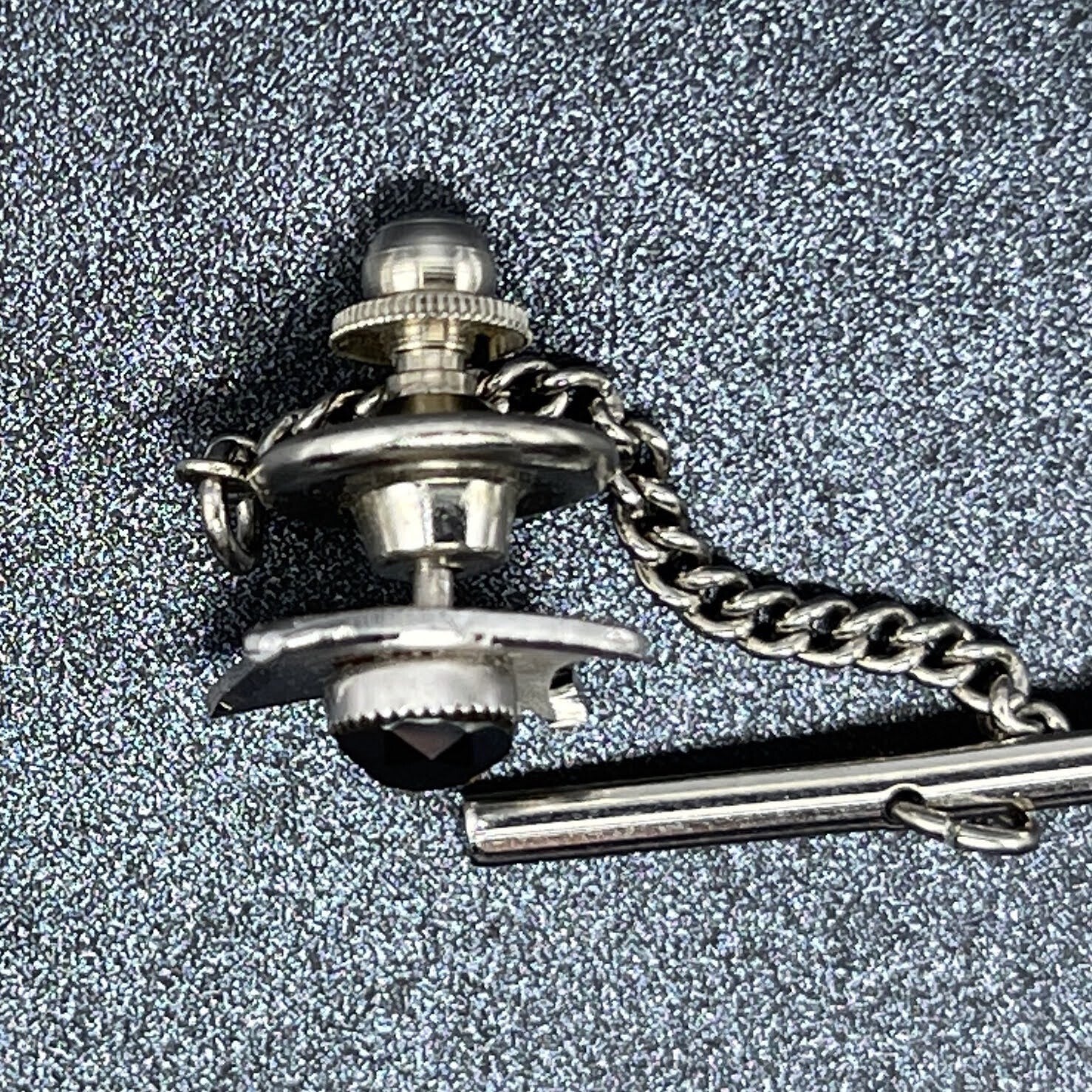 Vintage Marcasite Tie Tack Tie Pin Necktie Silvertone Formal Wear Groom Gift 