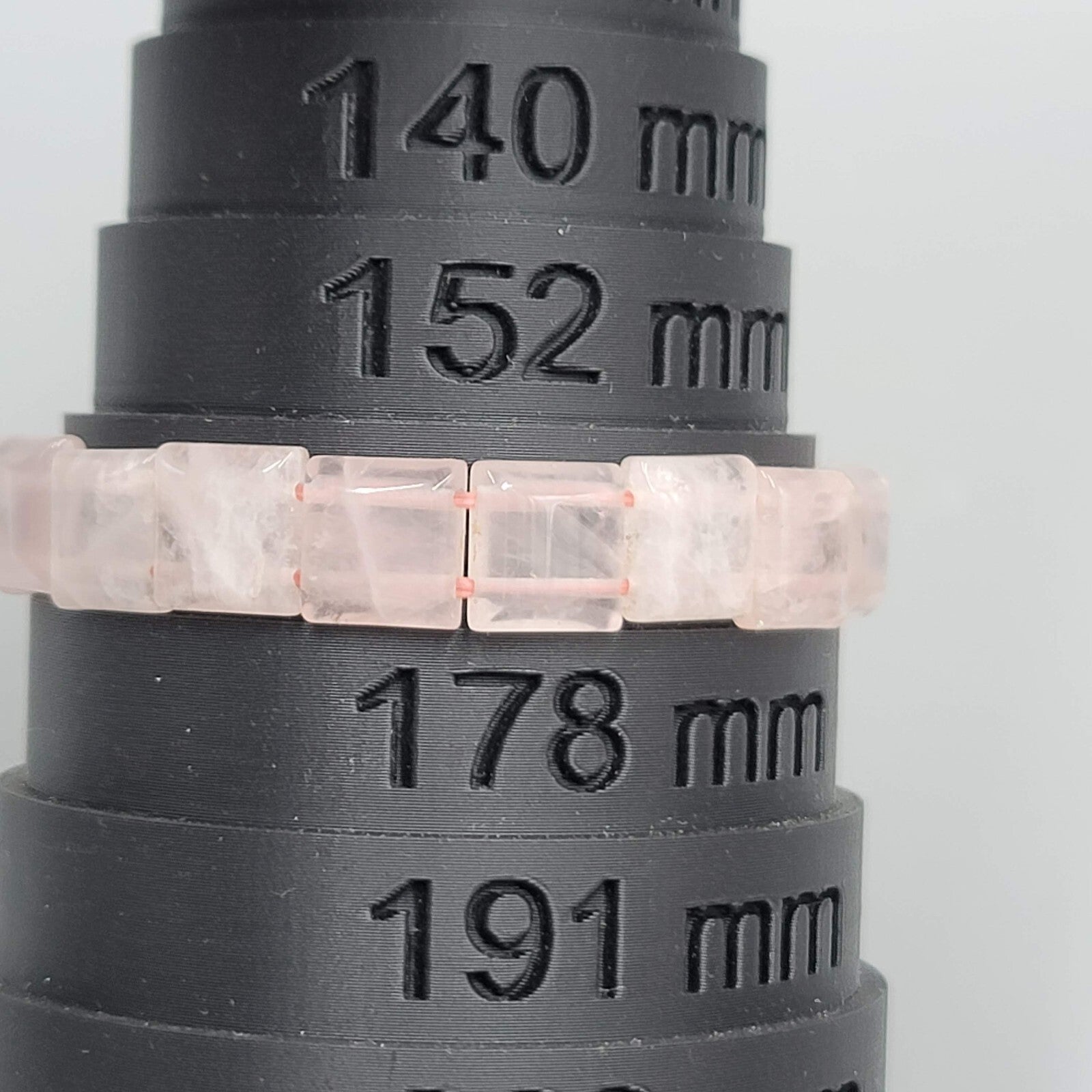 Pink Quartz Square Bead Bracelet Elastic 6.5"