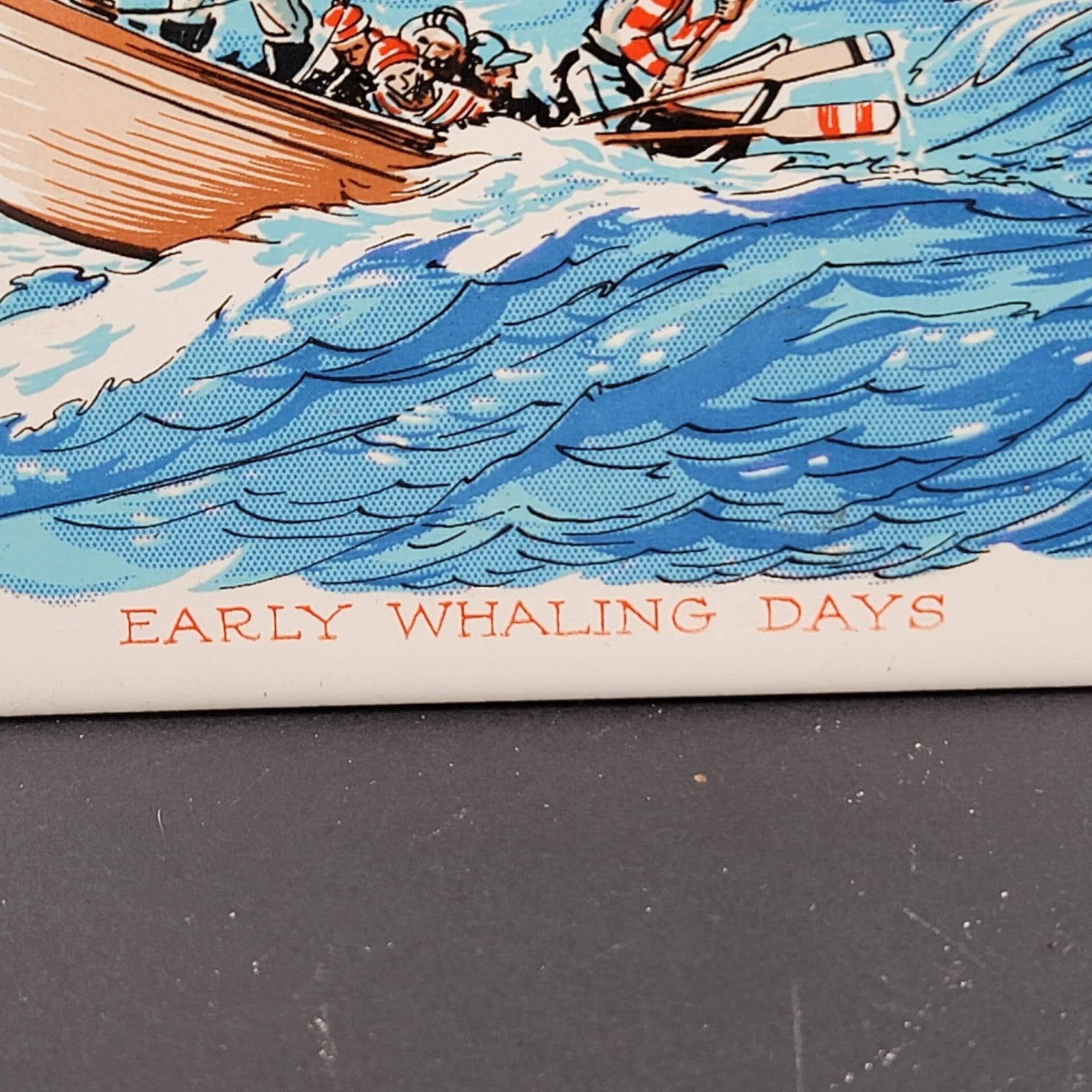 Vintage Decorative Ceramic Tile Fishing Whaling Theme Screencraft 6x6