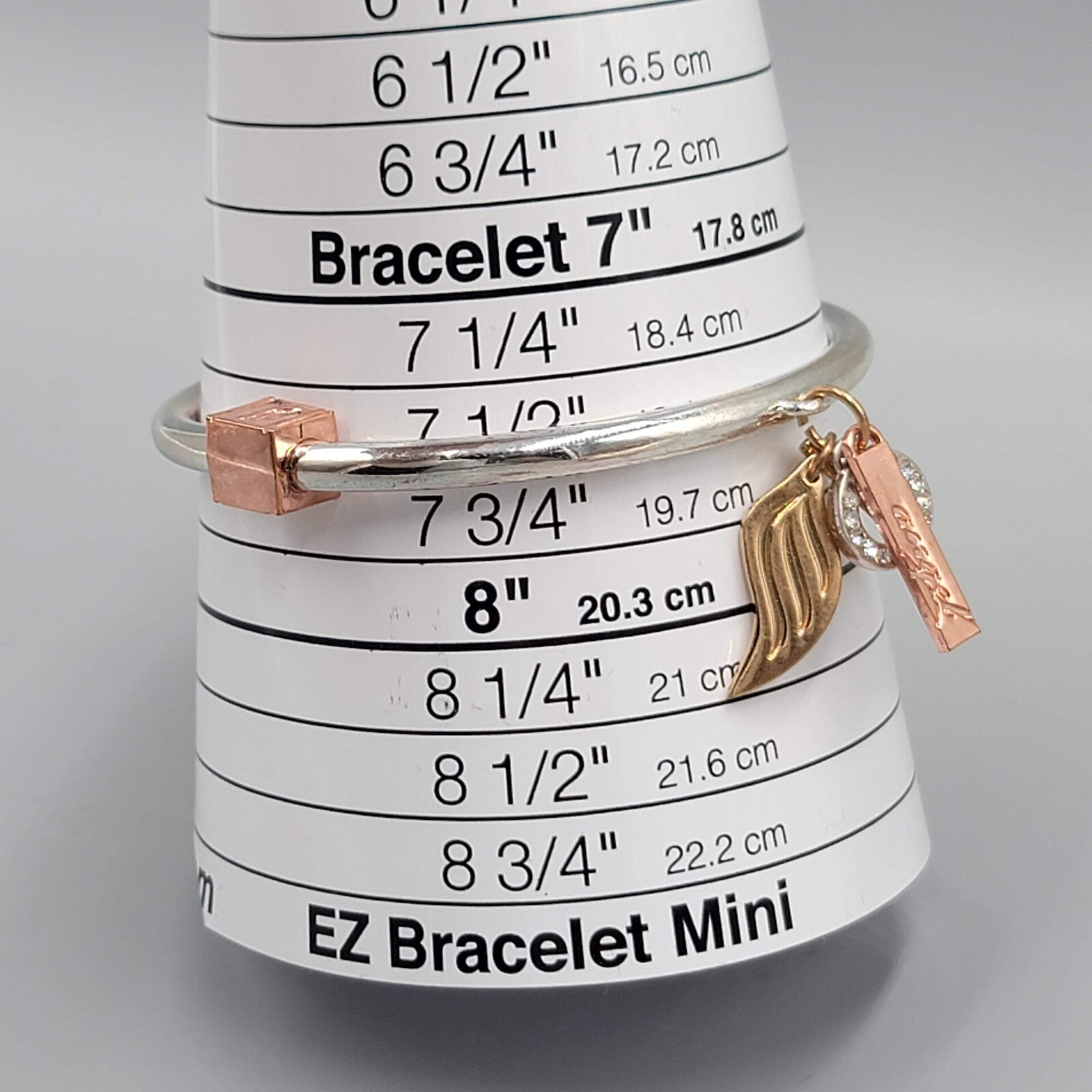 Ashley Bridget Bangle Bracelet Rose Gold and Silver tone Heavenly Wings 7.5"