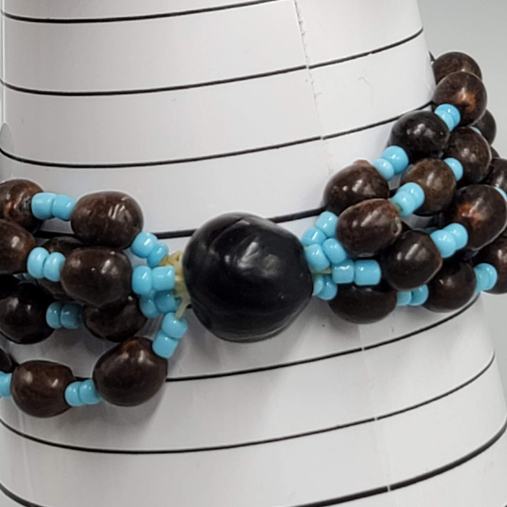 Vintage Seeds Bracelet Beaded Elastic Multistrand 6"