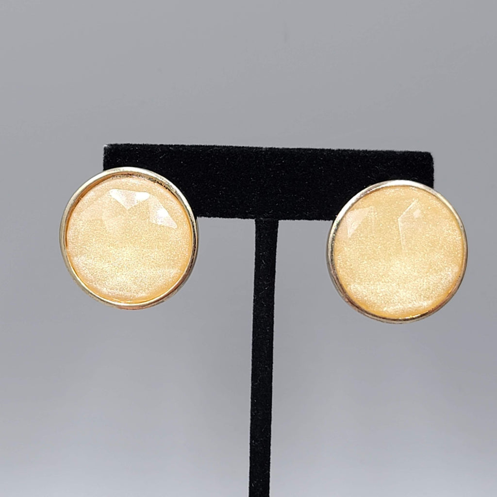 Round Faceted Glitter Acrylic Pierced Earrings 1 1/8"
