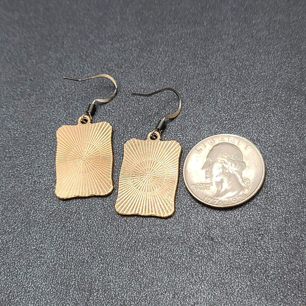 Tarot Card Pierced Earrings The STAR Gold tone Black 1"