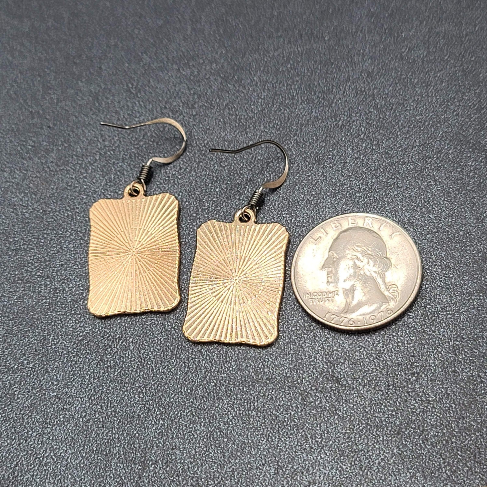 Tarot Card Pierced Earrings The STAR Gold tone Black 1"
