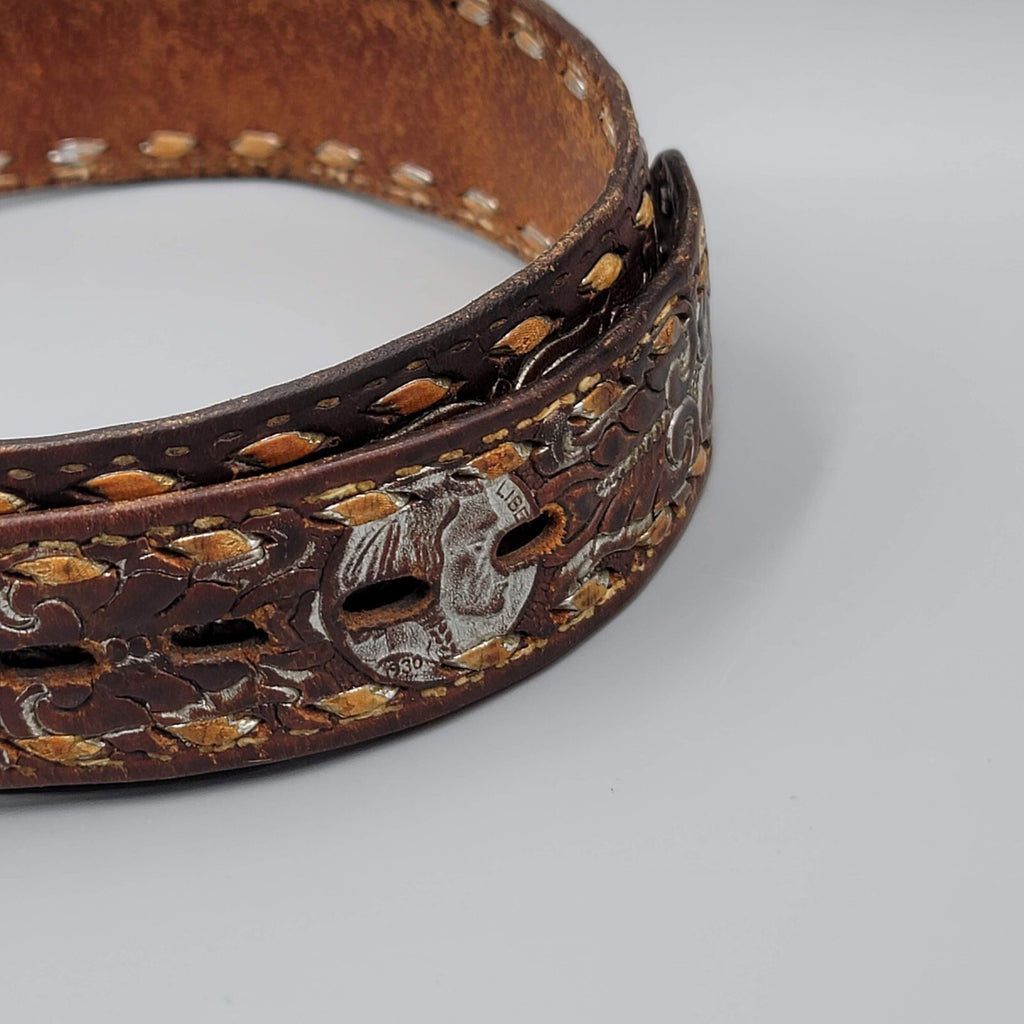 Vintage Cowtown Leather Buffalo Nickel Embossed Belt Small Pre-owned