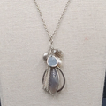 LOFT Pendant Necklace Silver tone Gray Stone Pearl LONG 32"