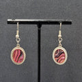 Vintage Pierced Earrings Silver tone Oval Faux Abalone Dangle 3/4"