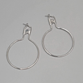 Extra Large Safety Pin Style Hoops Pierced Earrings Silver tone Dangle 3.25"