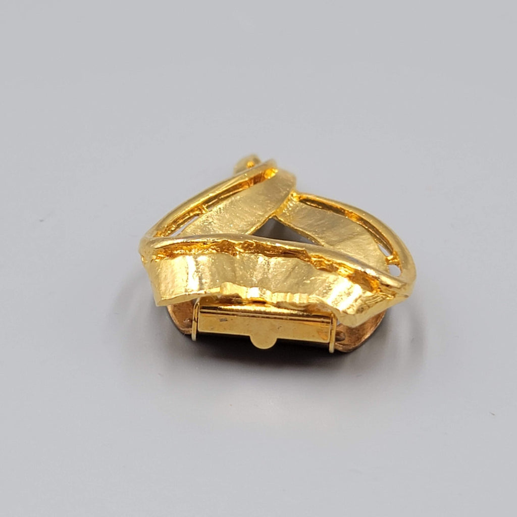 Vintage Open Heart Scarf Clip Gold tone Estate Jewelry 1.75"
